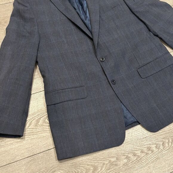 Michael Kors Blazer Men's 44L Blue Plaid Sport Coat Two Button Wool Blend - Picture 3 of 9